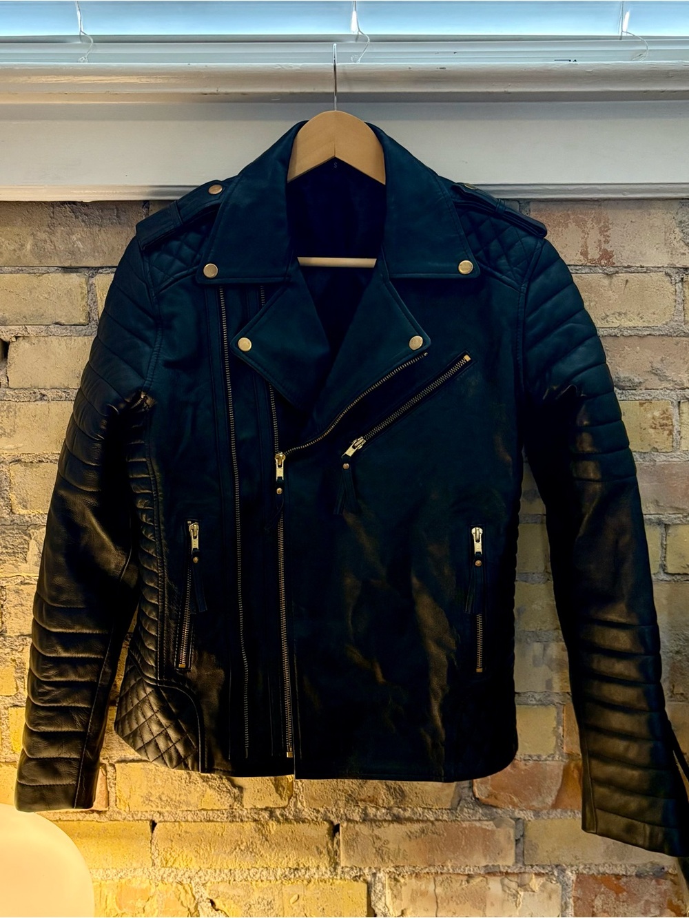 Men's Black Quilted Leather Motorcycle Jacket - Classic Biker Look